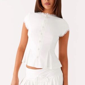 Peppermayo Landon Button Up Top White XXS NWT IN PACKAGE